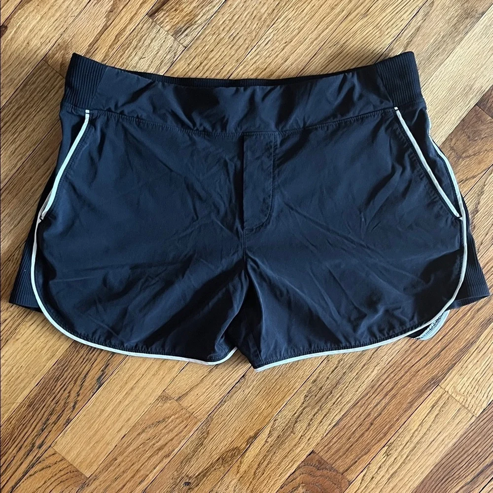 Athleta Black Athletic Shorts with White Trim